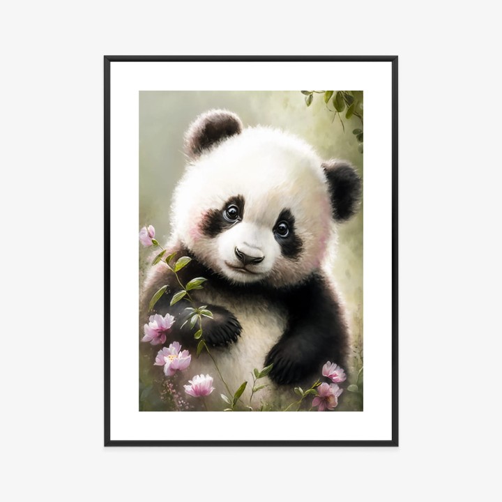 Plakat Bajkowa Panda W Kwiatkach