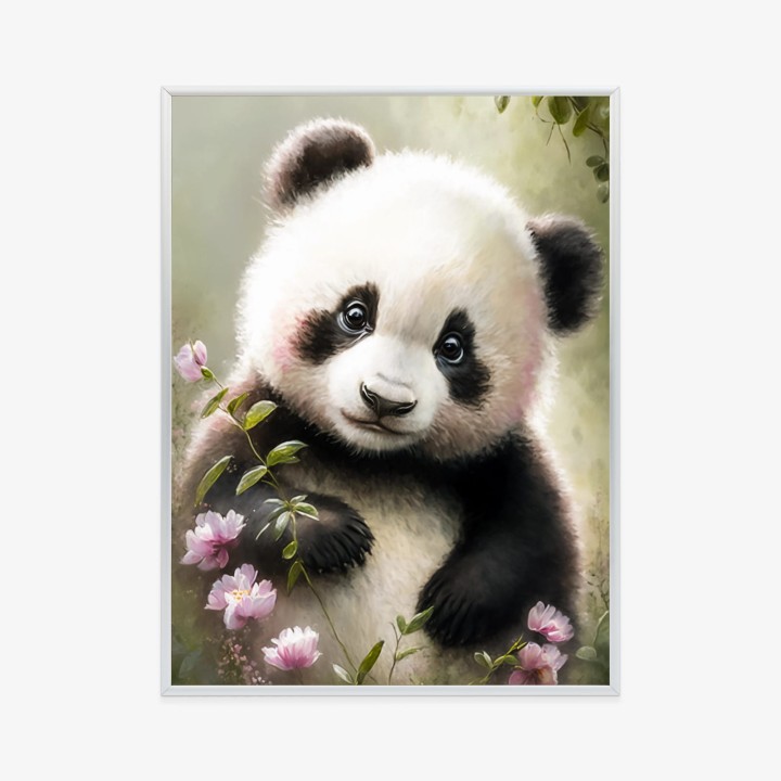 Plakat Bajkowa Panda W Kwiatkach
