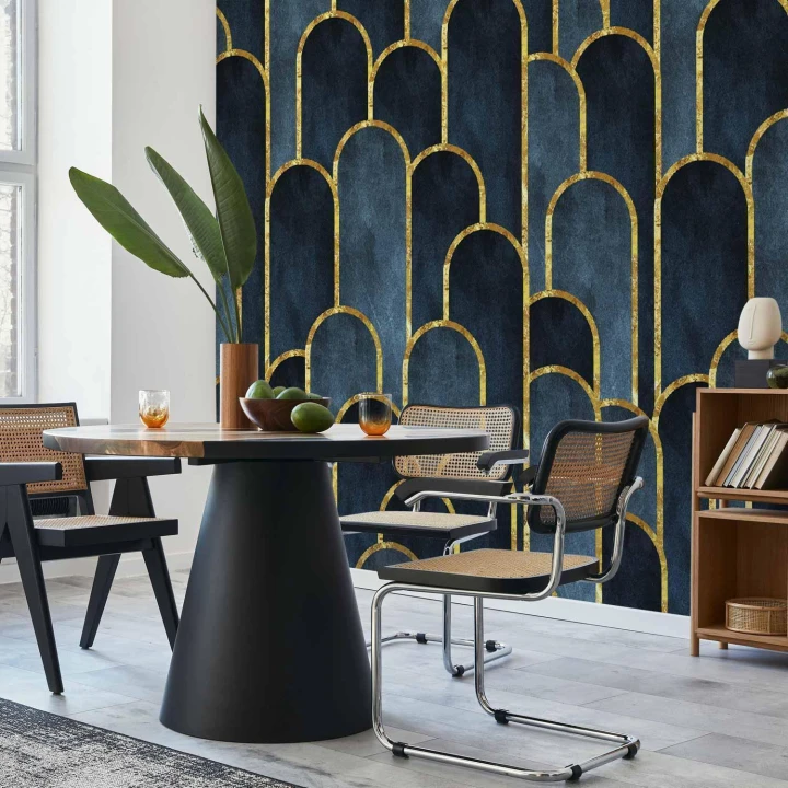 Fototapeta - Złoto-granatowy wzór