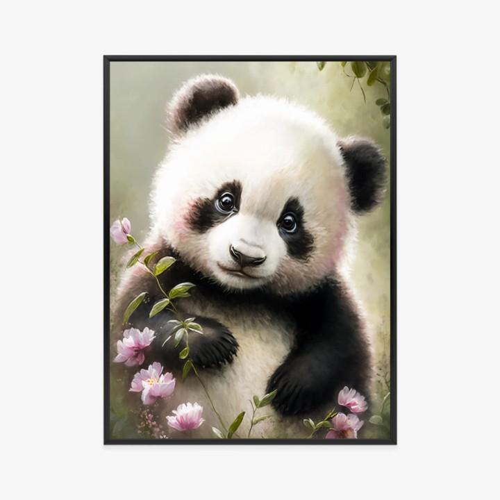 Plakat Bajkowa Panda W Kwiatkach