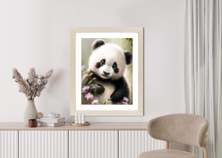 Plakat Bajkowa Panda W Kwiatkach