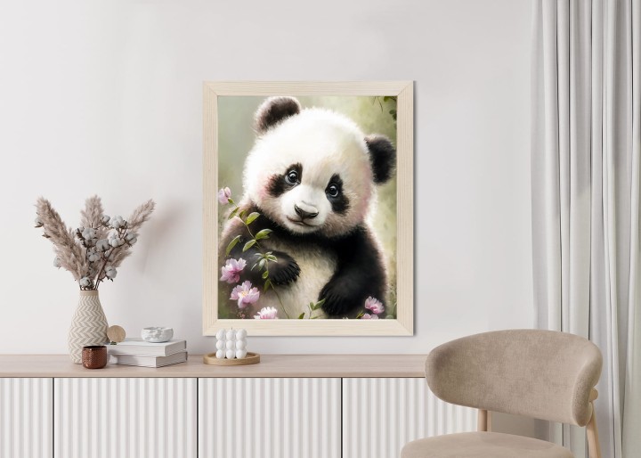 Plakat Bajkowa Panda W Kwiatkach