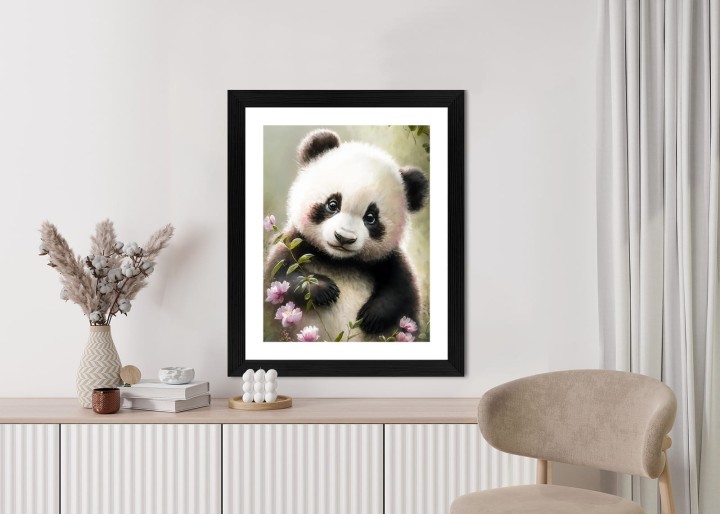 Plakat Bajkowa Panda W Kwiatkach