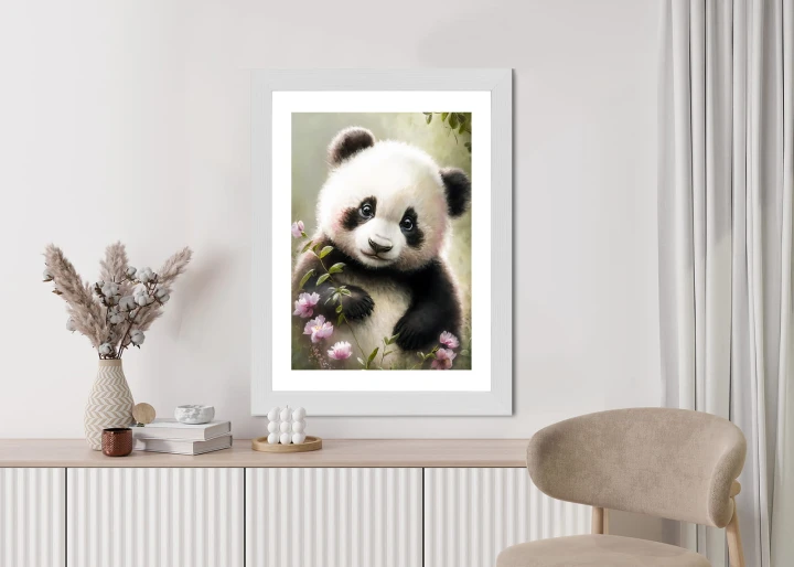 Plakat Bajkowa Panda W Kwiatkach
