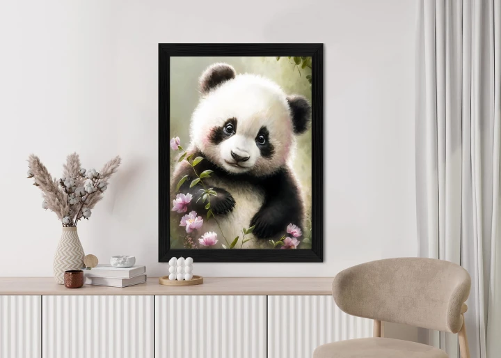 Plakat Bajkowa Panda W Kwiatkach
