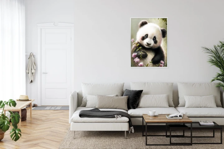 Plakat Bajkowa Panda W Kwiatkach