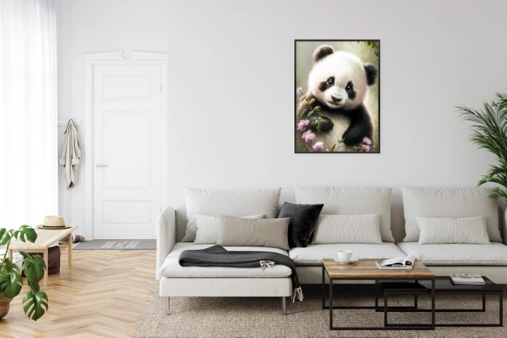 Plakat Bajkowa Panda W Kwiatkach