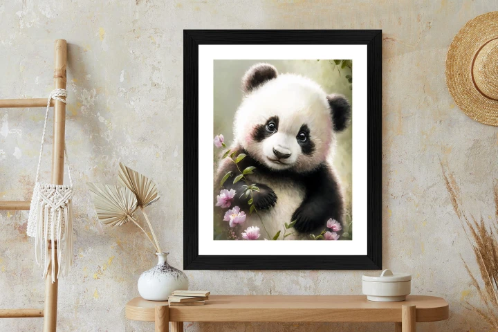 Plakat Bajkowa Panda W Kwiatkach