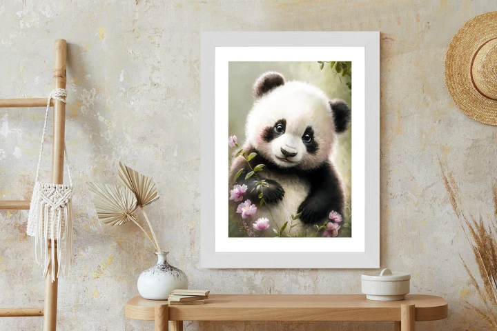 Plakat Bajkowa Panda W Kwiatkach