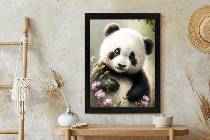 Plakat Bajkowa Panda W Kwiatkach