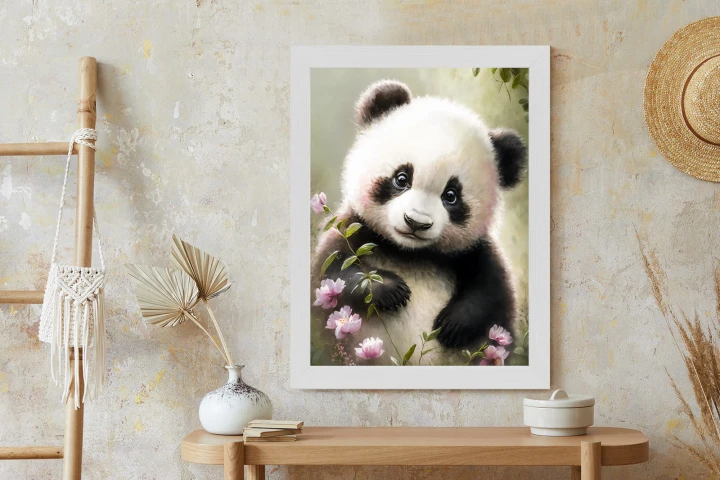 Plakat Bajkowa Panda W Kwiatkach