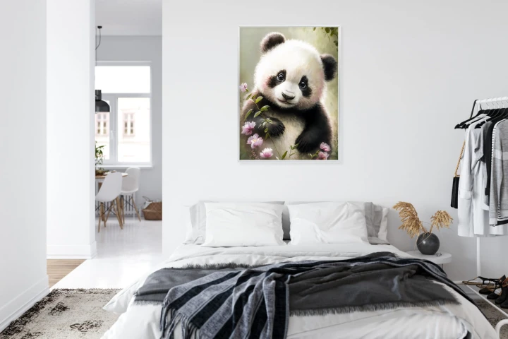 Plakat Bajkowa Panda W Kwiatkach