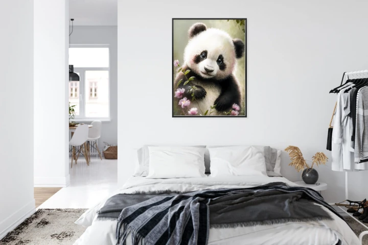 Plakat Bajkowa Panda W Kwiatkach