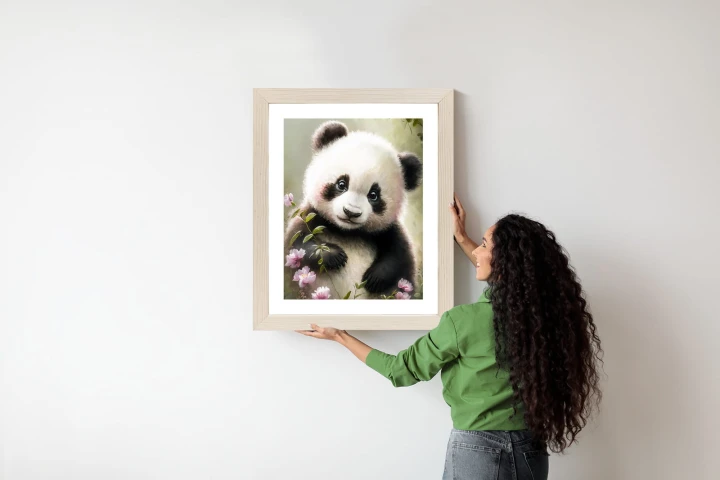 Plakat Bajkowa Panda W Kwiatkach