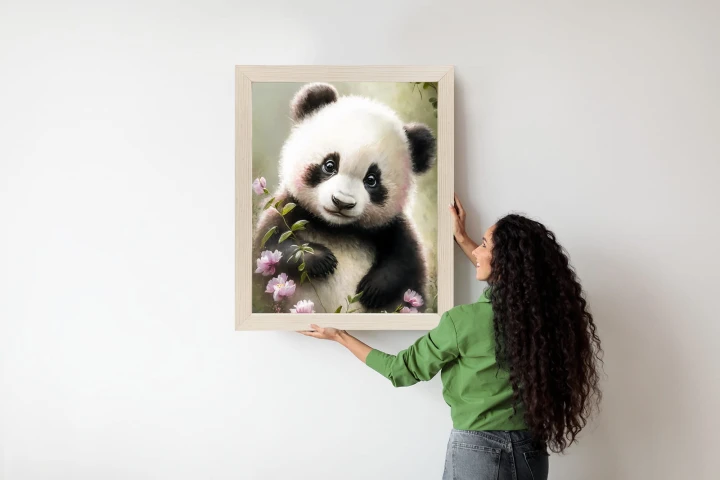 Plakat Bajkowa Panda W Kwiatkach