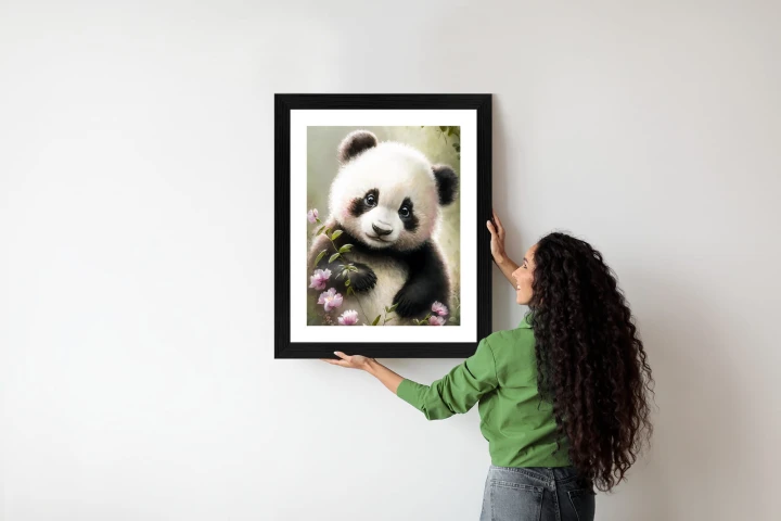 Plakat Bajkowa Panda W Kwiatkach