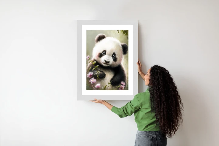 Plakat Bajkowa Panda W Kwiatkach