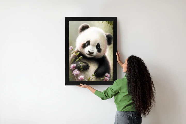 Plakat Bajkowa Panda W Kwiatkach