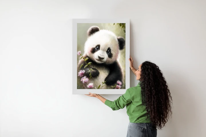 Plakat Bajkowa Panda W Kwiatkach