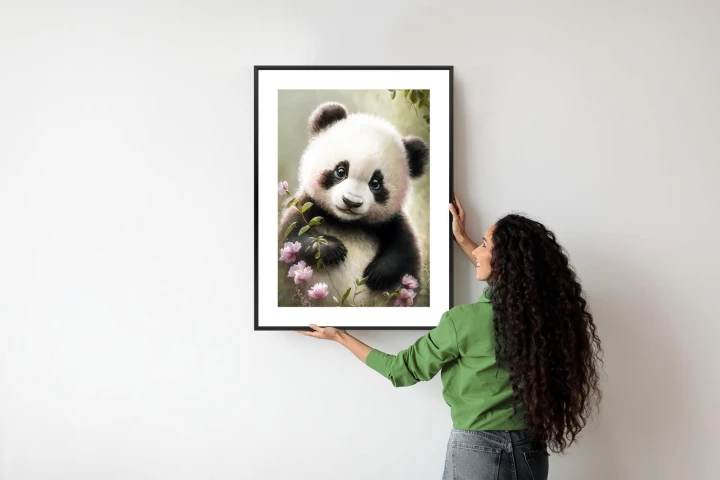 Plakat Bajkowa Panda W Kwiatkach