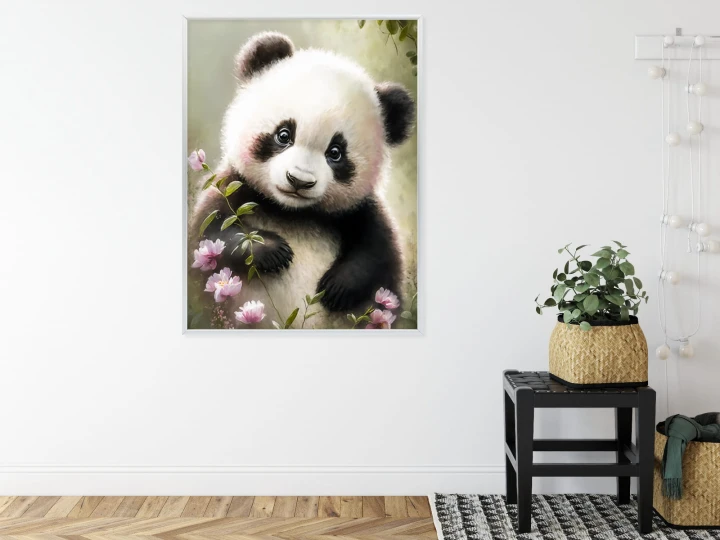 Plakat Bajkowa Panda W Kwiatkach