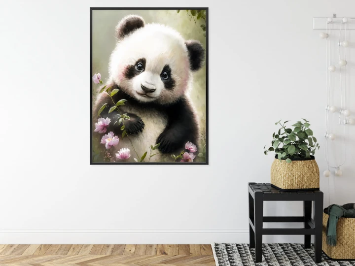 Plakat Bajkowa Panda W Kwiatkach