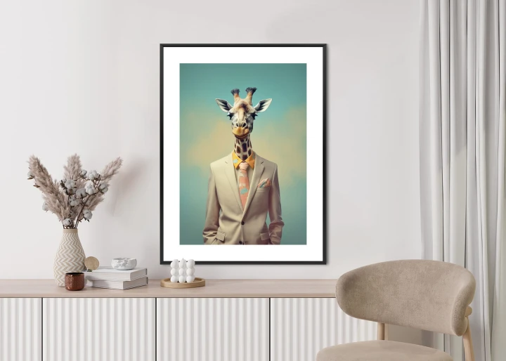 Plakat Żyrafa Jako Pan Młody W Kostiumie