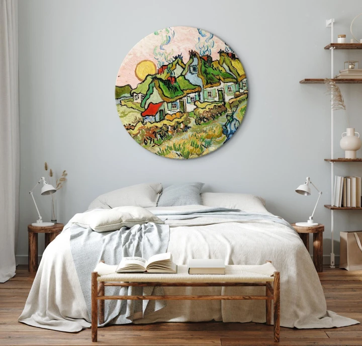 Obraz okrągły - Vincent van Gogh – Domy i figura
