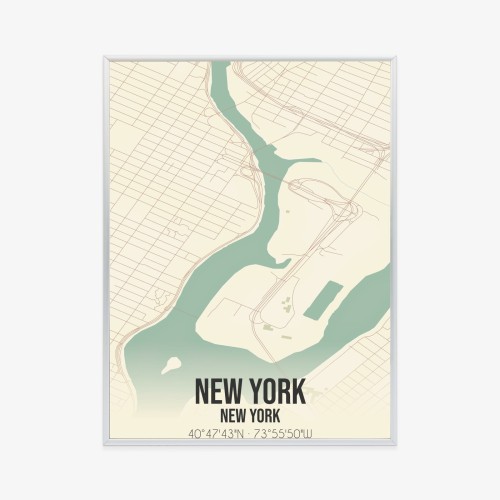 Plakat Nowy Jork Mapa W Stylu Retro