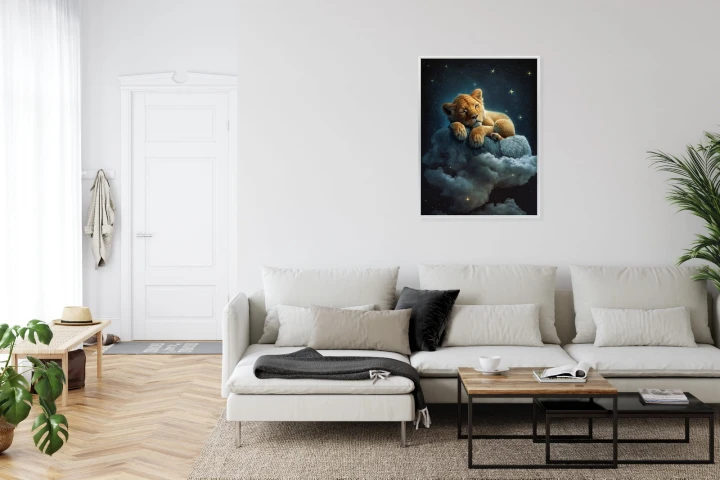 Plakat Śpiący Na Chmurze Lew