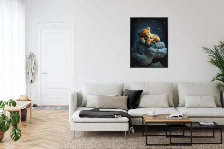 Plakat Śpiący Na Chmurze Lew