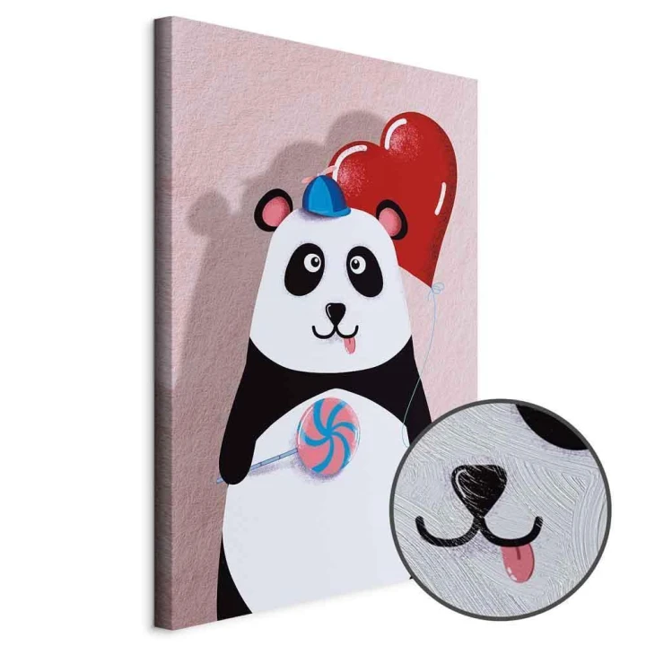 Obraz - Panda z balonikiem (1-częściowy) pionowy
