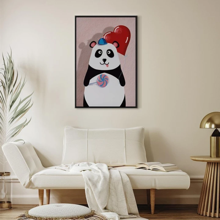 Obraz - Panda z balonikiem (1-częściowy) pionowy