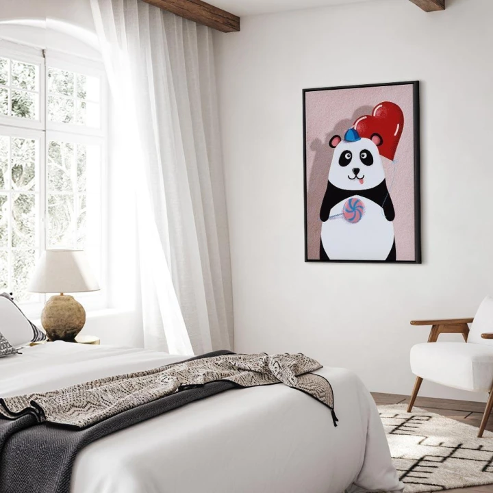 Obraz - Panda z balonikiem (1-częściowy) pionowy