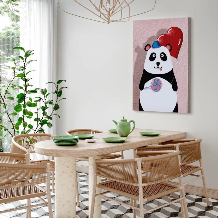 Obraz - Panda z balonikiem (1-częściowy) pionowy