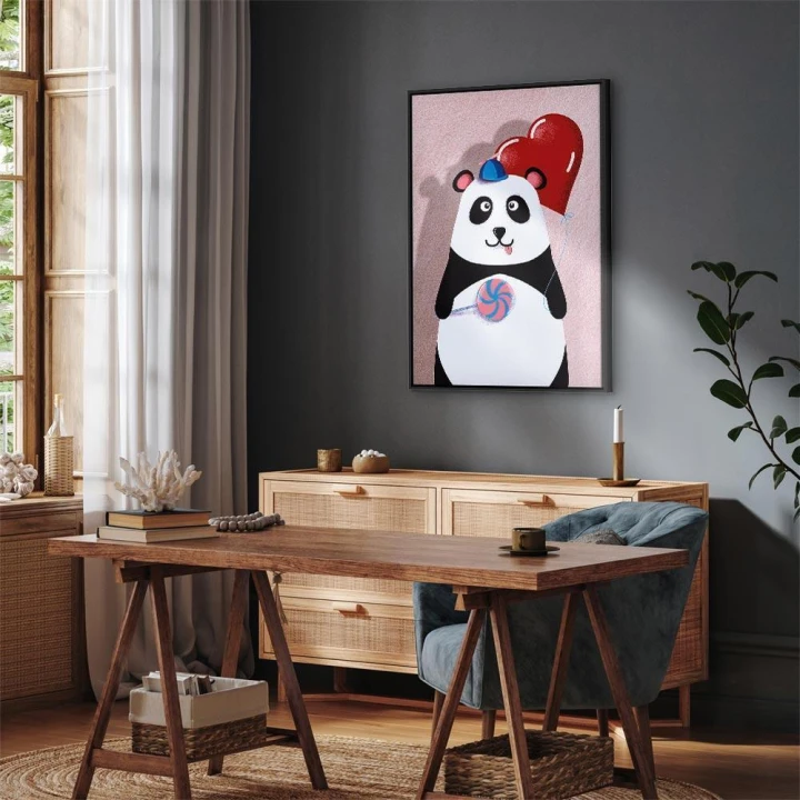 Obraz - Panda z balonikiem (1-częściowy) pionowy
