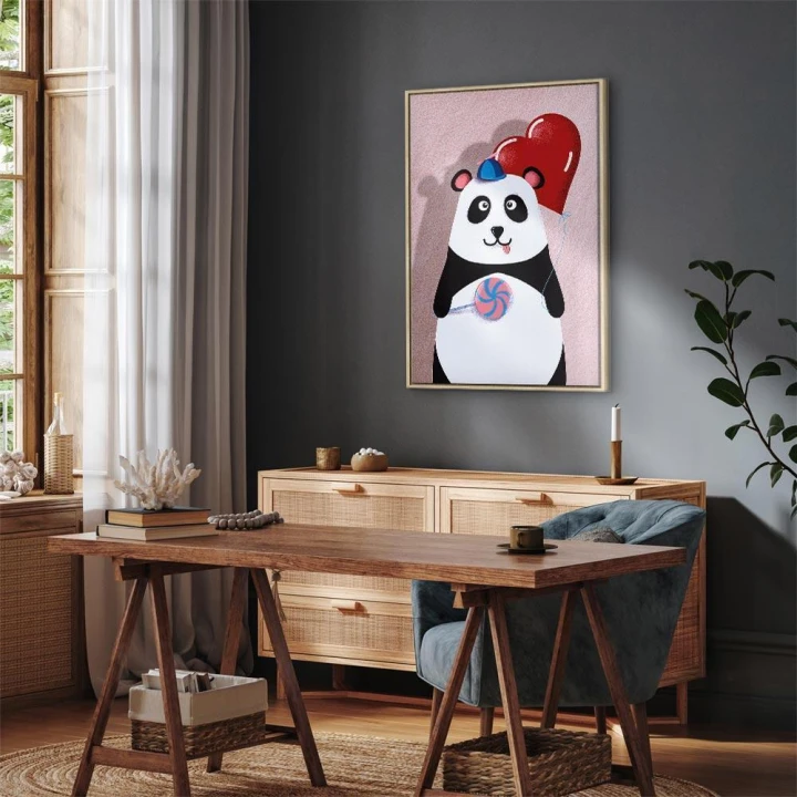 Obraz - Panda z balonikiem (1-częściowy) pionowy