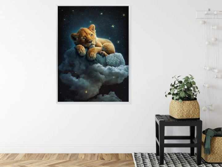 Plakat Śpiący Na Chmurze Lew