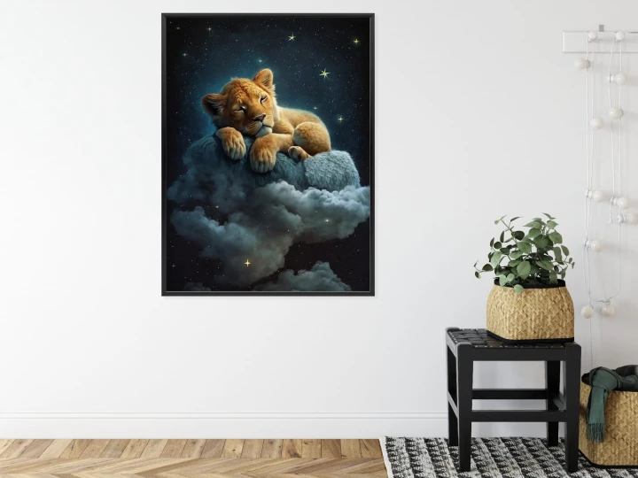 Plakat Śpiący Na Chmurze Lew