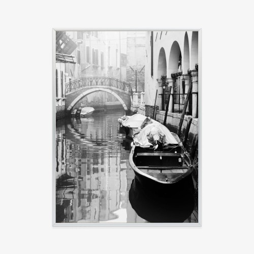 Plakat Włoska Wenecja Z Gondolami W Czerni I Bieli
