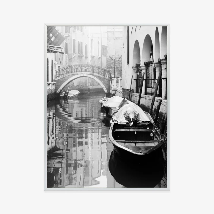Plakat Włoska Wenecja Z Gondolami W Czerni I Bieli