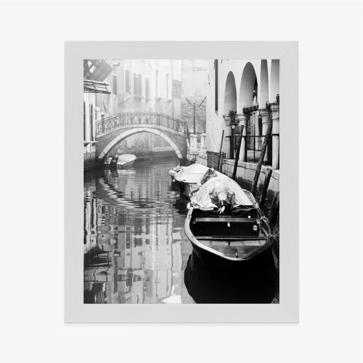 Plakat Włoska Wenecja Z Gondolami W Czerni I Bieli