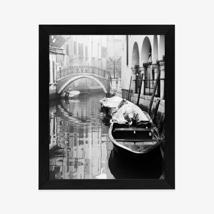 Plakat Włoska Wenecja Z Gondolami W Czerni I Bieli