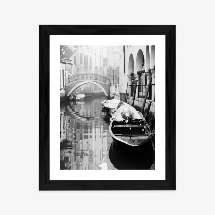 Plakat Włoska Wenecja Z Gondolami W Czerni I Bieli