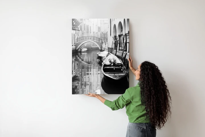 Plakat Włoska Wenecja Z Gondolami W Czerni I Bieli