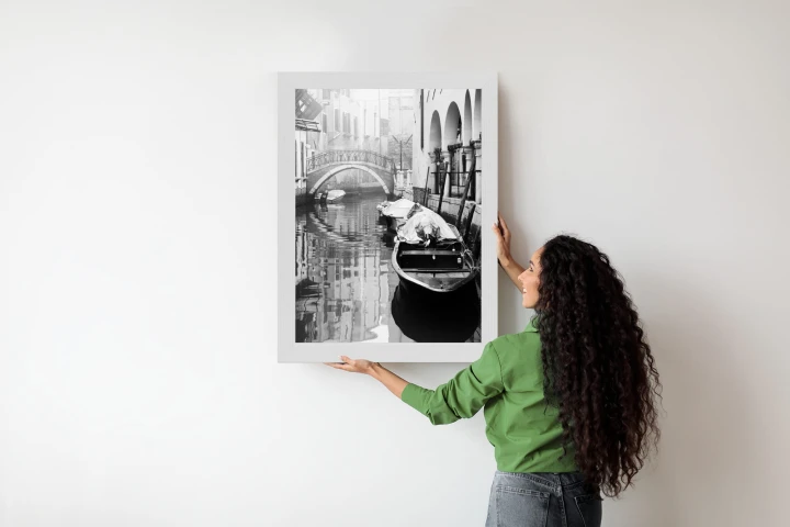 Plakat Włoska Wenecja Z Gondolami W Czerni I Bieli