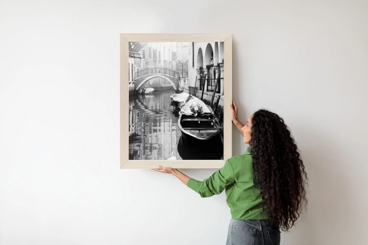 Plakat Włoska Wenecja Z Gondolami W Czerni I Bieli