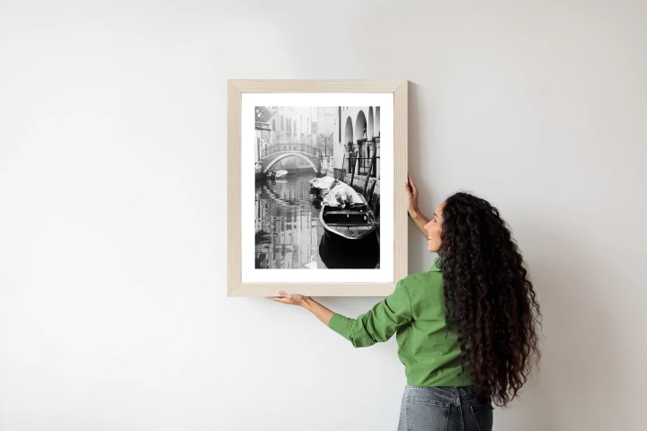 Plakat Włoska Wenecja Z Gondolami W Czerni I Bieli