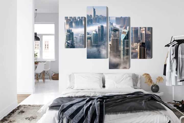 Obraz Wieloczęściowy Panorama Miasta Dubaj We Mgle