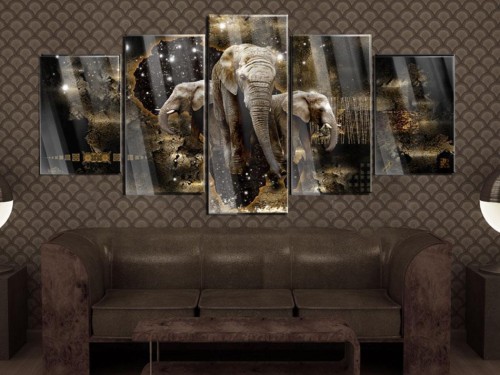 Obraz na szkle akrylowym - Brązowe słonie